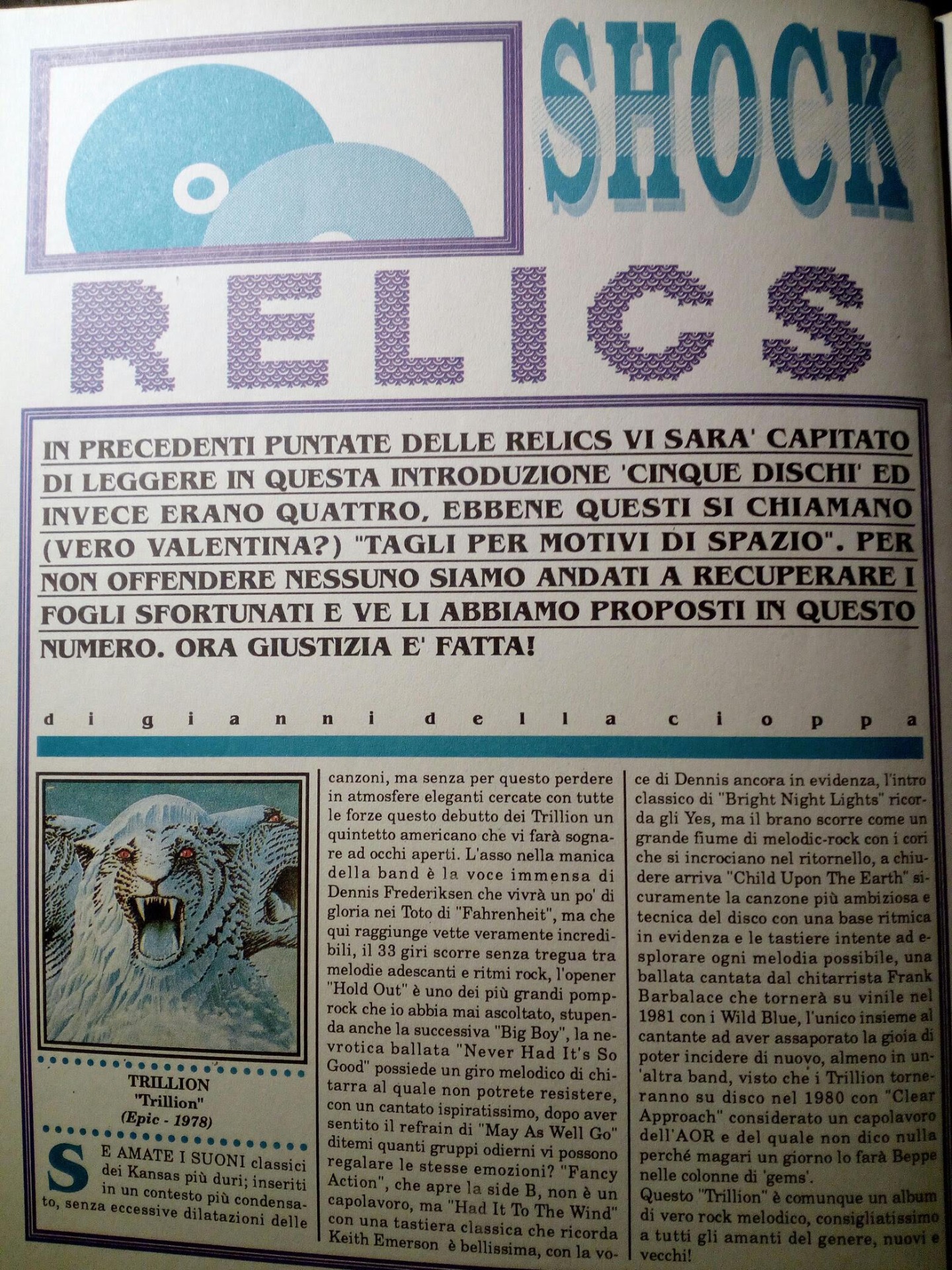 Shock Relics del 1990, di Gianni Della Cioppa. collezione privata