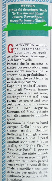 Klaus Byron parla di "Back to the ancient rage" su Metal Shock, 1989